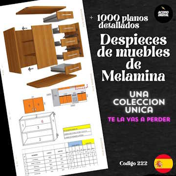 Despieces de muebles de melamina con más de 1000 planos detallados para fabricar con precisión